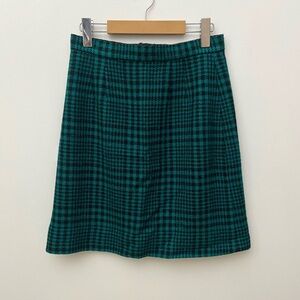 Vintage Wool Turquoise/Black Plaid Mini Pencil Skirt